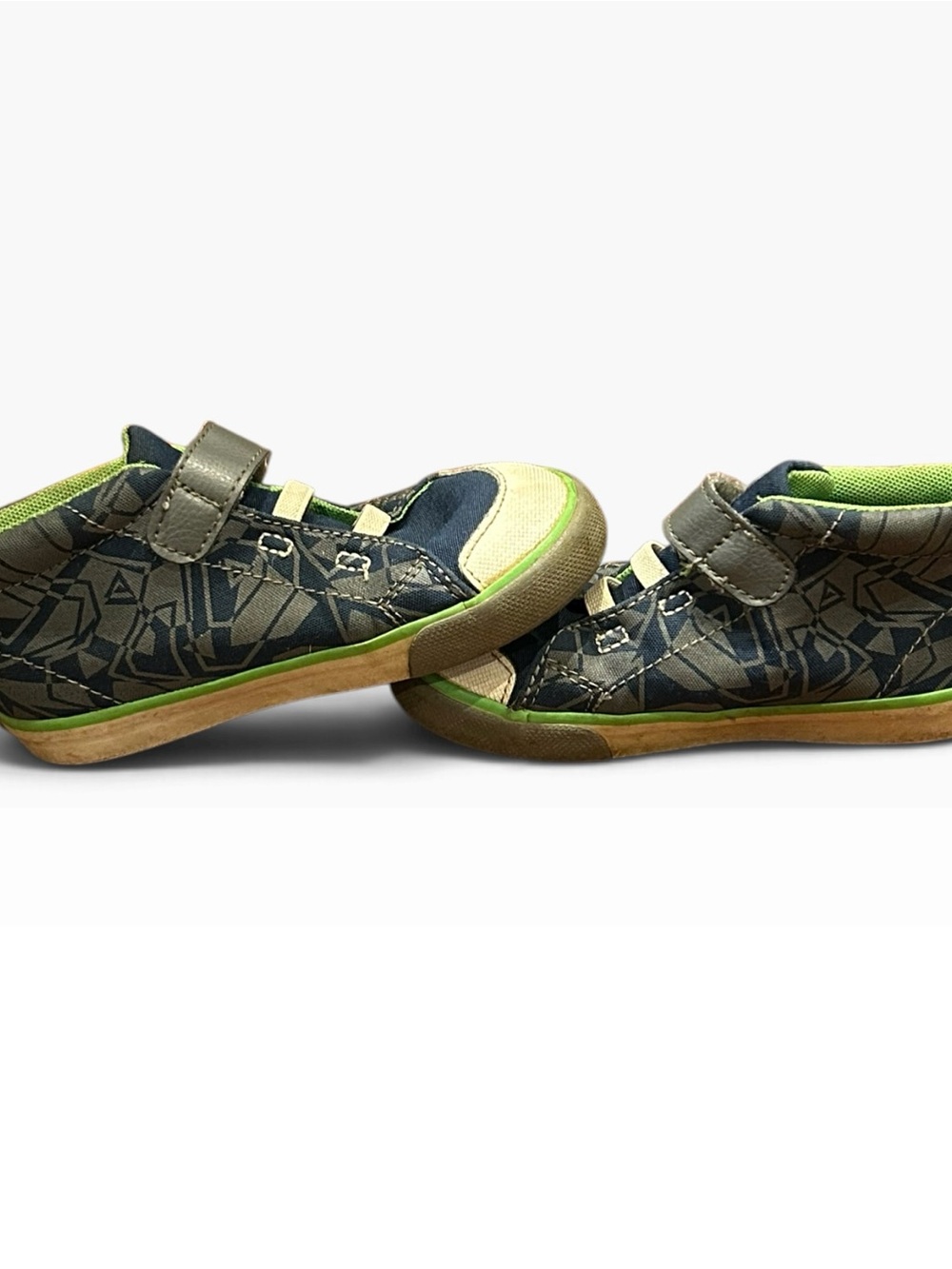 See Kai Run Basics Belmont II Kids High Top Sneakers Navy Lime Geometric